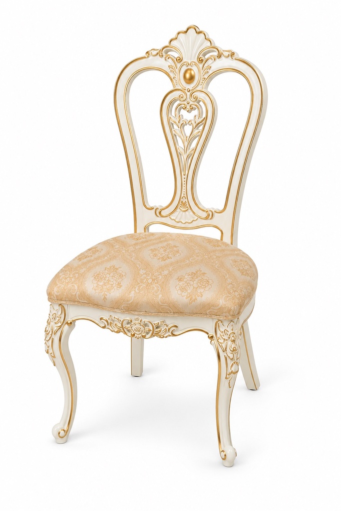 [MODEL 8#] BELLAGIO IVORY GOLD ROCOCO DINING CHAIR
