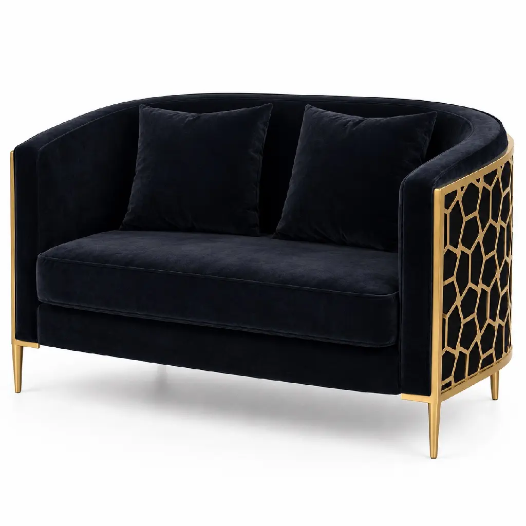 Velvet Gold Lattice Loveseat.webp