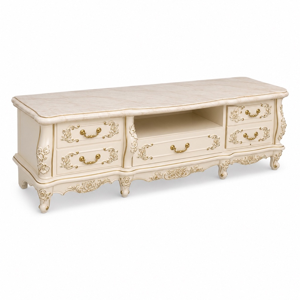 IVORY GOLD ROCOCO TV STAND