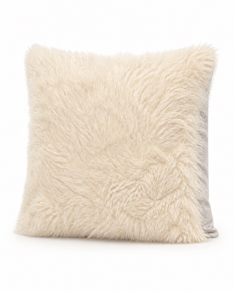 IVORY FAUX FUR DECORATIVE THROW PILLOW