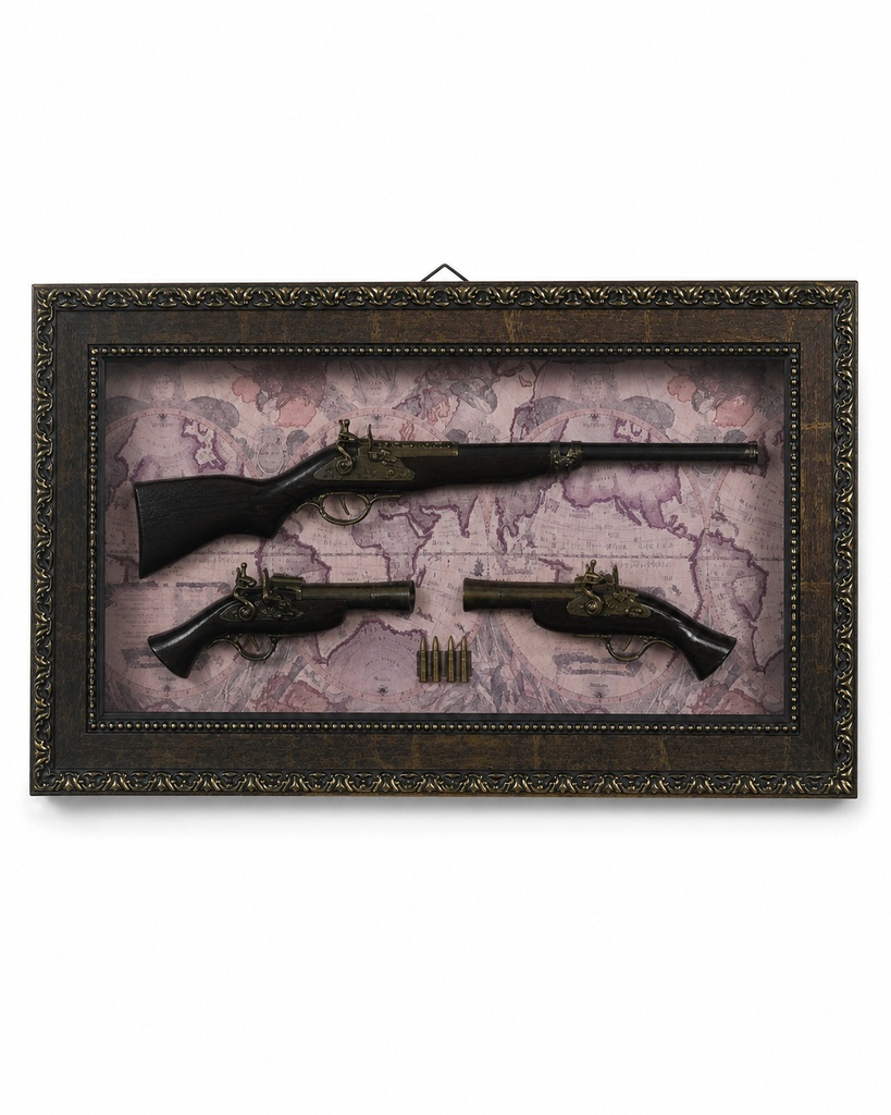 ANTIQUE REPLICA FIREARM SHADOW BOX WALL ART