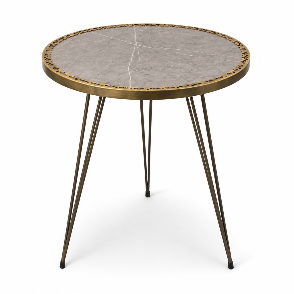 ELEGANT MARBLE SIDE TABLE WITH GOLD ACCENTS