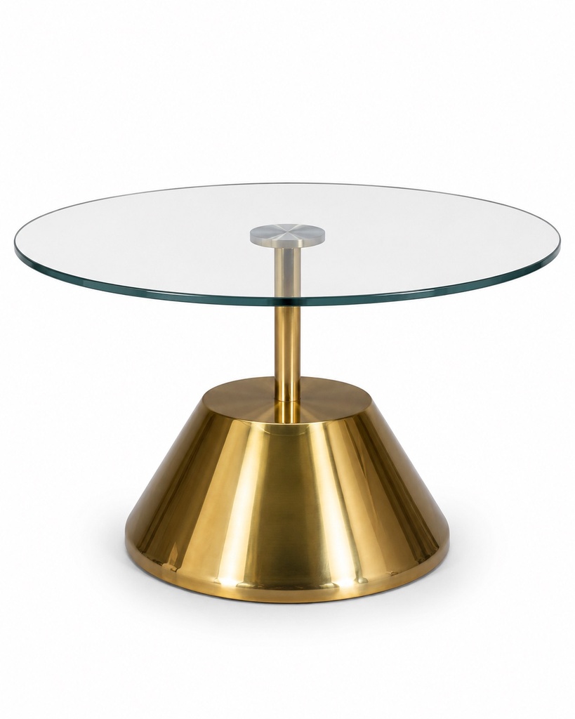 [AM29#] MINIMALIST GLASS AND BRASS CENTER TABLE