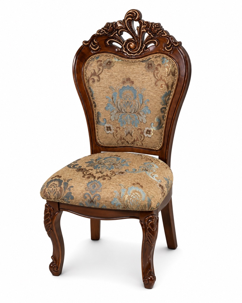 [334#] ORNATE DAMASK VALDORO ANTIQUE DINING CHAIR