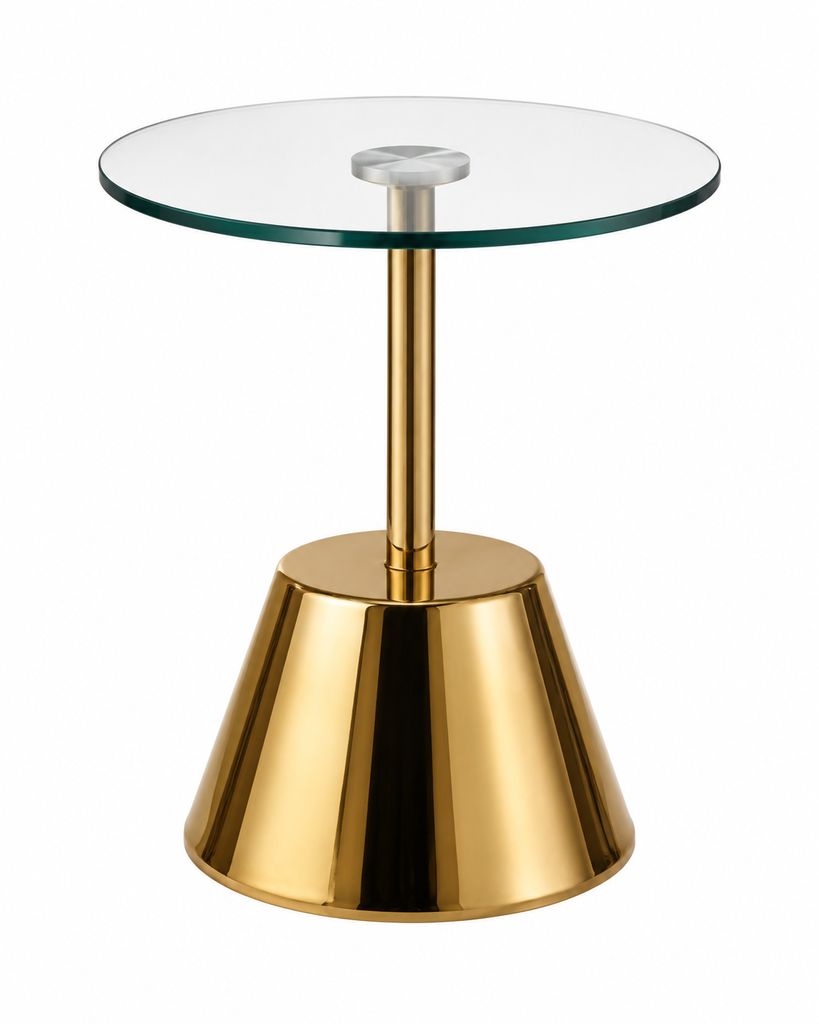 [AM29] MODERN GLASS AND METAL SIDE TABLE