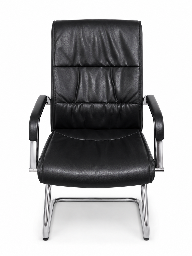 [107-2 or 107-1] SLEEK BLACK LEATHER OFFICE CHAIR