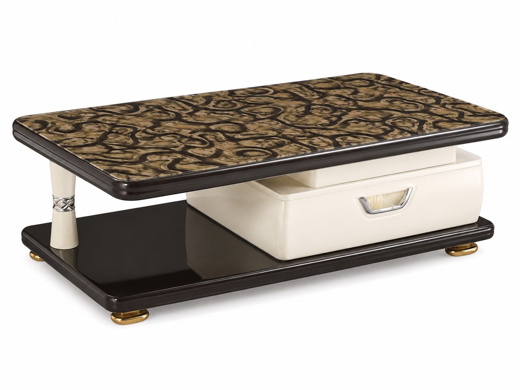 EMPERA MARBLE-FINISH GLASS CENTRE TABLE