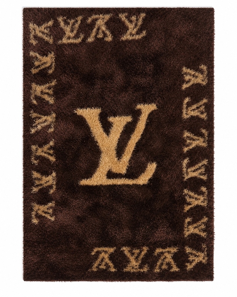 L.V BROWN MONOGRAM SHAG RUG