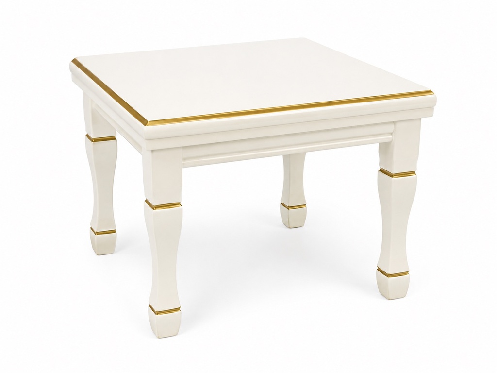 [ISO-C19# WHITE] IVORY GOLD-TRIMMED SIDE TABLE
