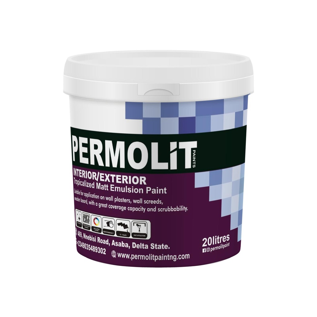 [PMT-MAT-20L-PBASE] PERMOLIT MAT EMULSION INTERIOR/EXTERIOR PAINT - 20L (P-BASE)