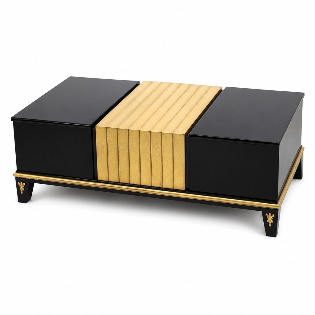 [C38#] IMPERIAL BLACK & GOLD CENTRE TABLE