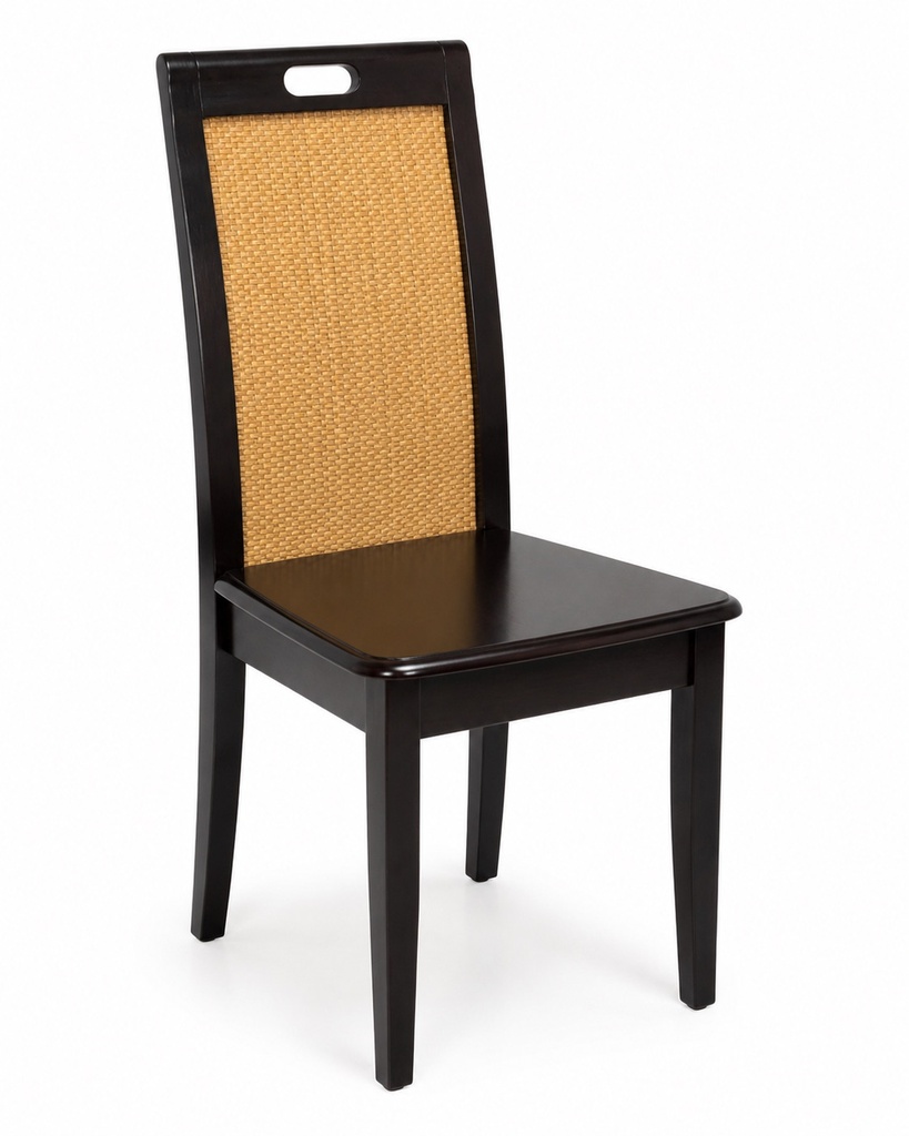 ESPRESSO RATTAN-BACK DINING CHAIR