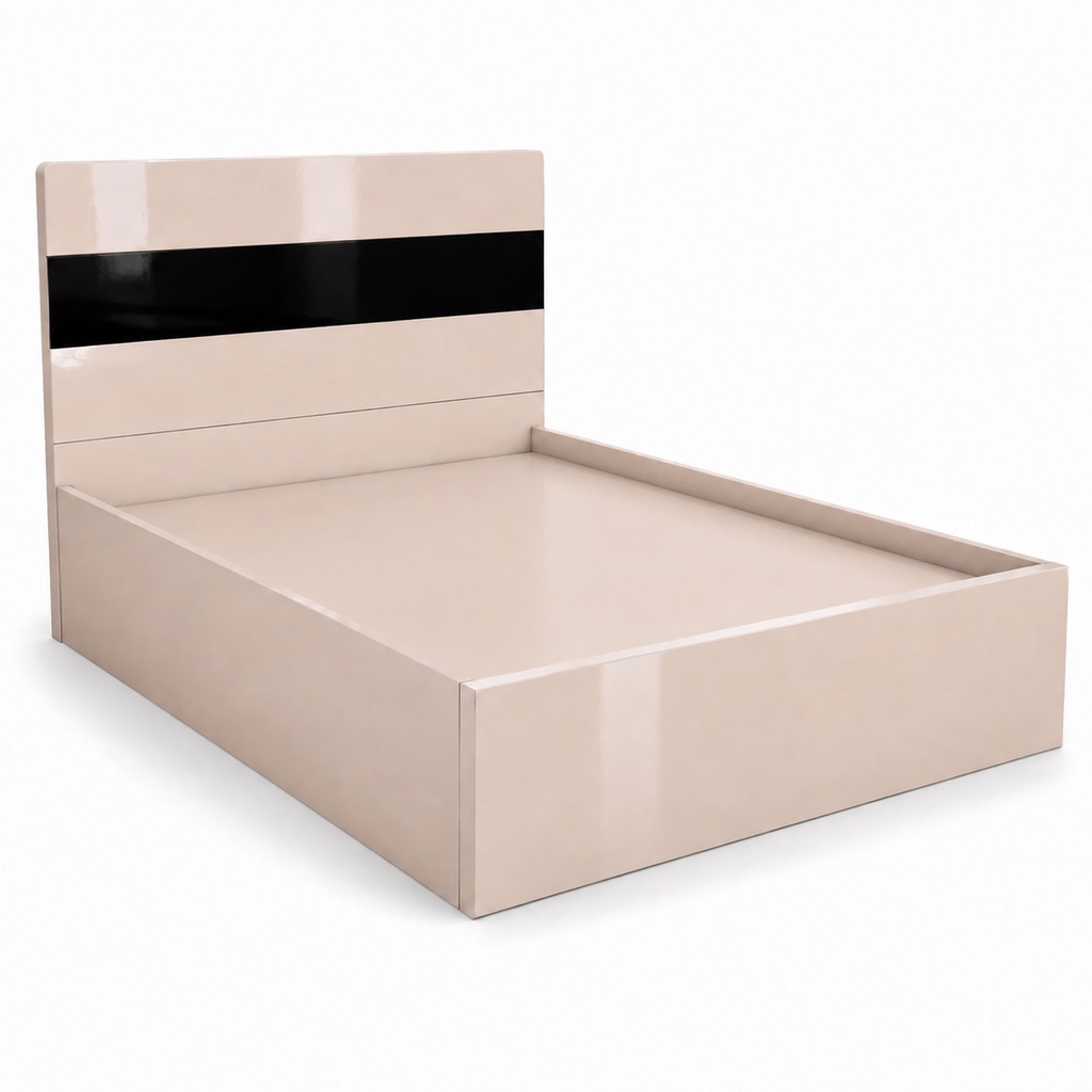 [ISO-35#] MONZA IVORY BLACK PANEL BED FRAME