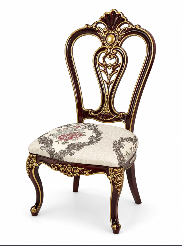 BELLAGIO ROCOCO DINING CHAIR (Burgundy Gold)