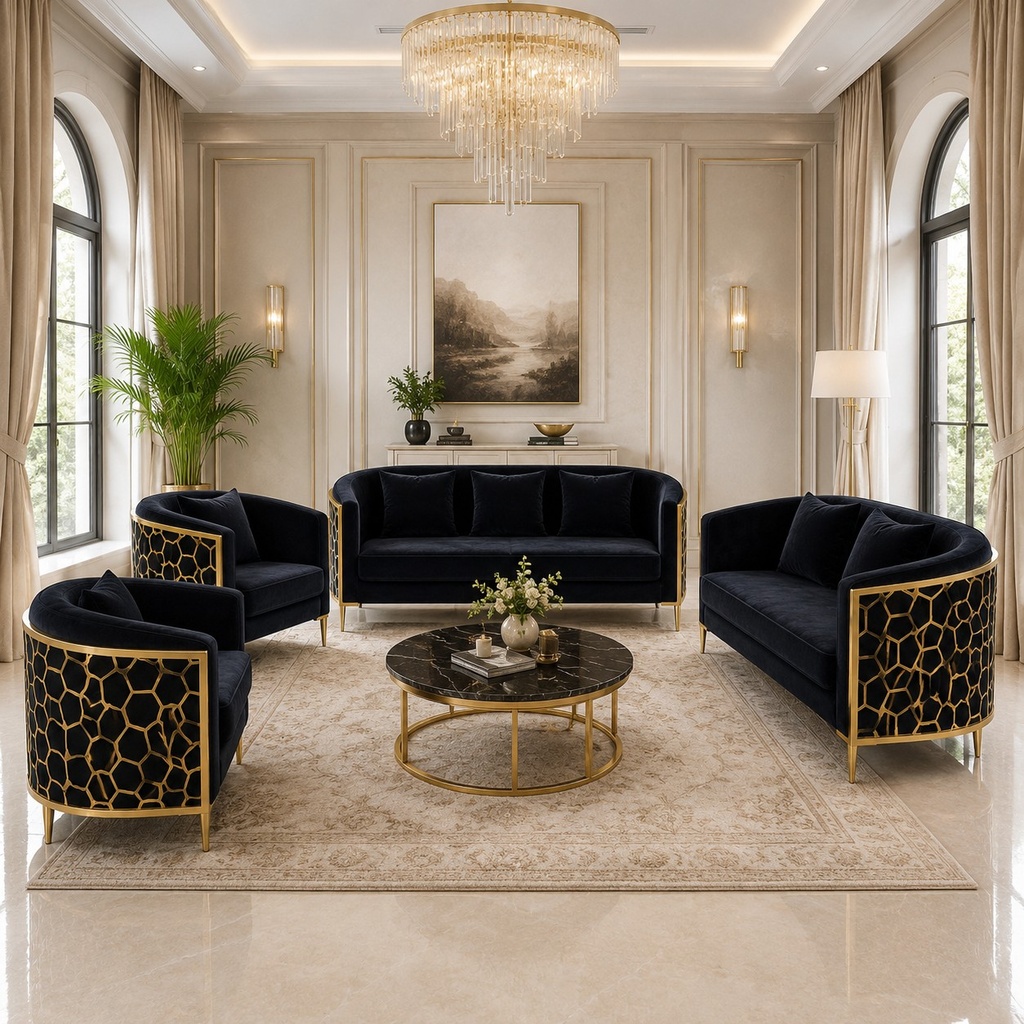 VELVET GOLD LATTICE SOFA COLLECTION