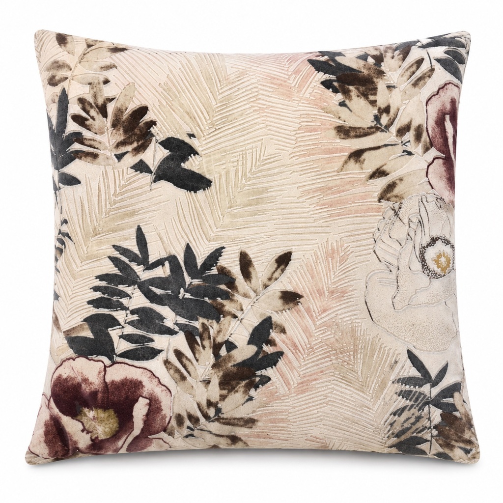 BOTANICAL HERRINGBONE VELVET PILLOW