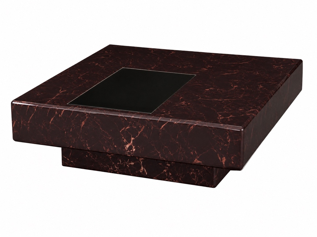 [ISO-CD5017#] GLOSSY MARBLE COFFEE TABLE WITH BLACK INSET