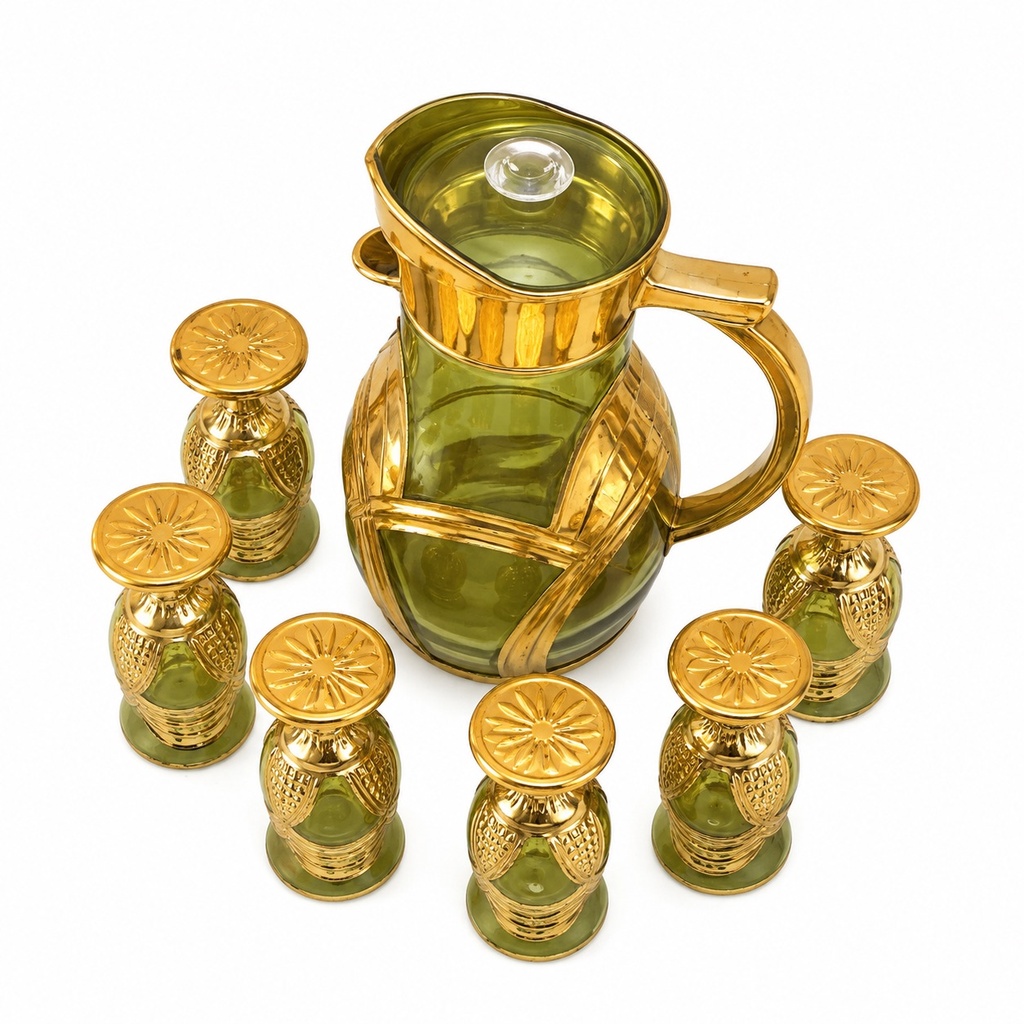 VITRAVIA EMERALD-GOLD BEVERAGE SET
