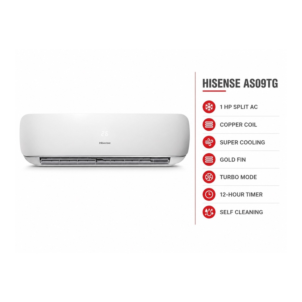[ELEC-014] HISENSE SPLIT 1HP COPPER AS09TG