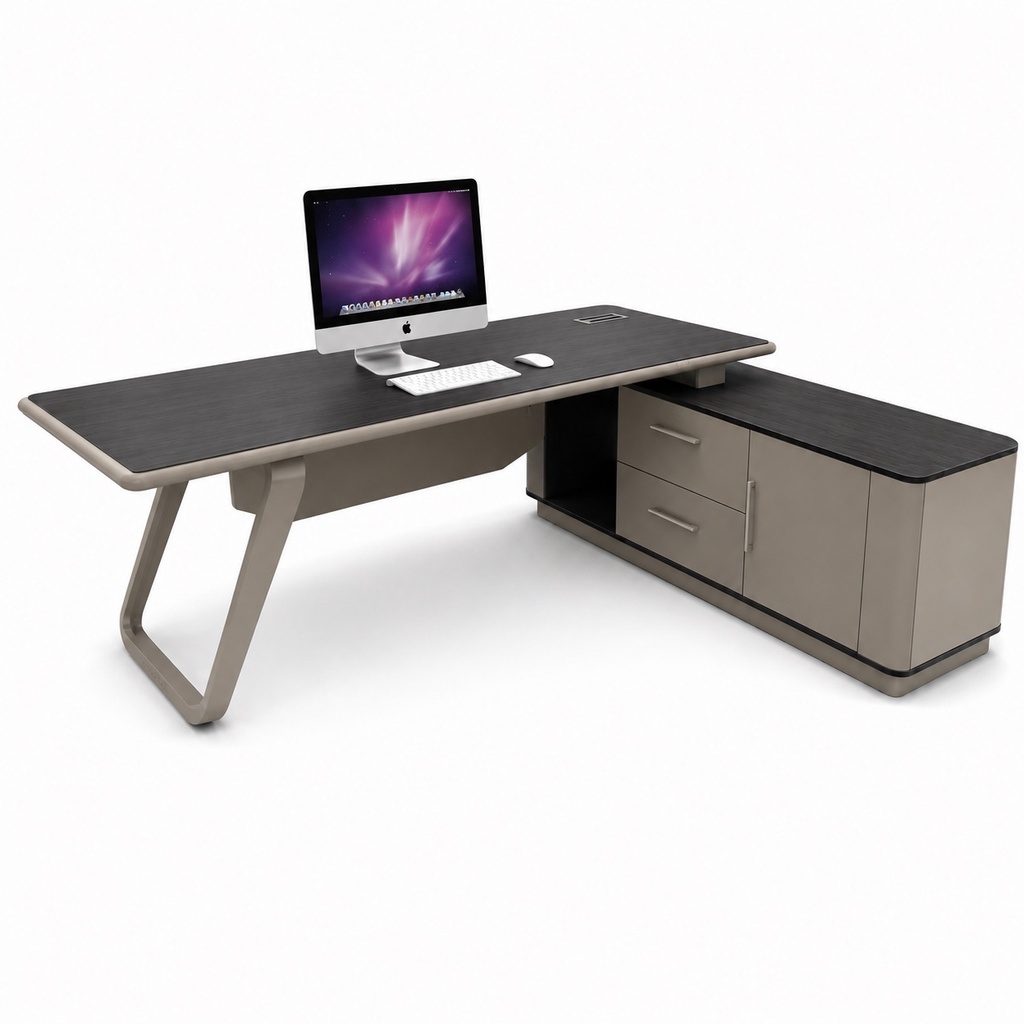 MODERN CHARCOAL L-SHAPED EXECUTIVE DESK
