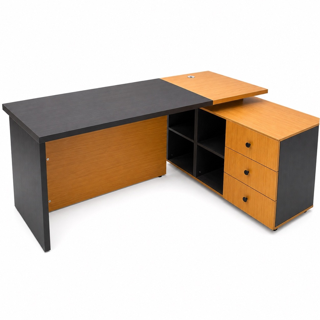 MODERN TWO-TONE L-SHAPED OFFICE DESK