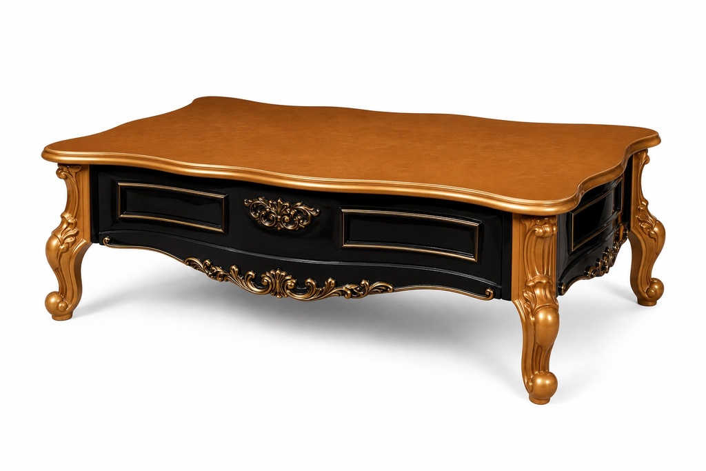 [ISO-C225#] ORNATE BLACK AND GOLD CENTER TABLE