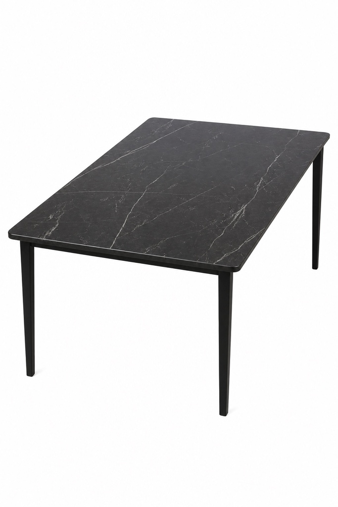 [9107#] BLACK MARBLE RECTANGULAR DINING TABLE