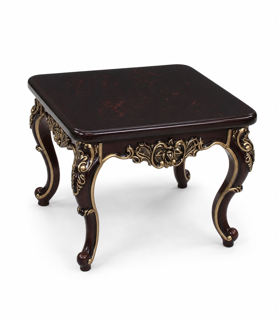 [ISO-1818#] ORNATE DARK WOOD GOLD SIDETABLE