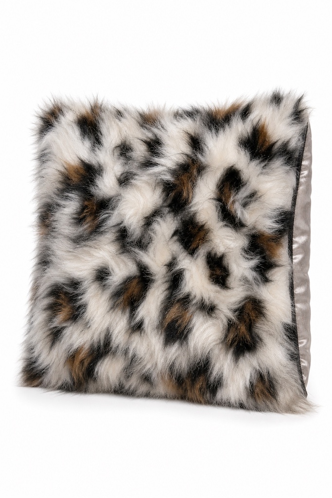 BLACK WHITE FAUX FUR THROW PILLOW
